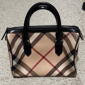 Burberry Tan and Black Checkered Satchel